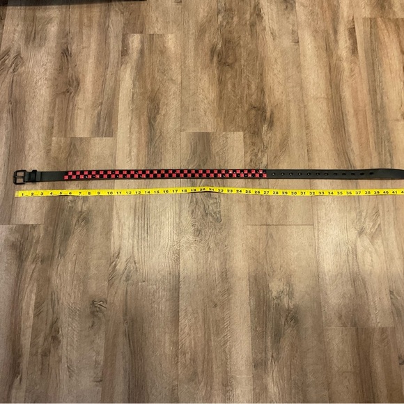 Punk Studded Belt 2 Row Pyramid Emo Stud PU Rock Goth Scene Rivet Black Red Pink - Picture 10 of 11